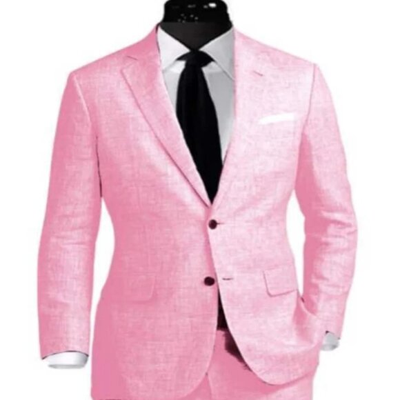 Linen Suit - Mens Summer Suits Pink Color - Beach Wedding